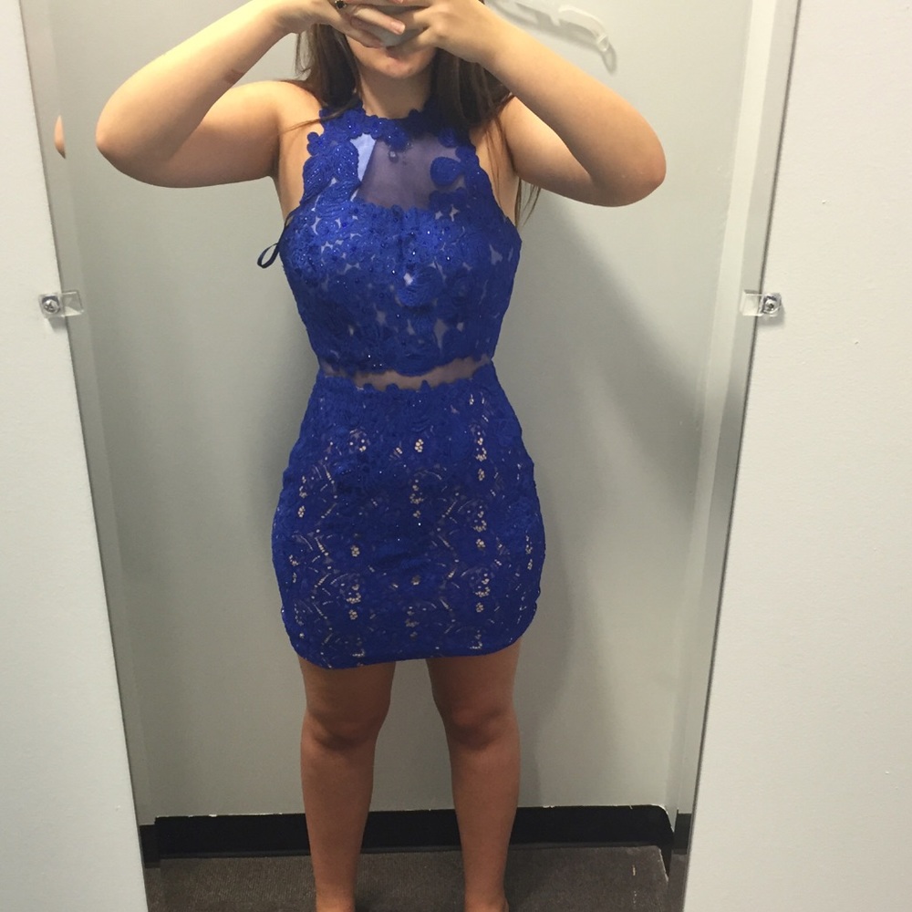 Brand new royal blue “let’s” homecoming dress